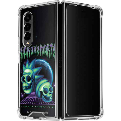 Adult Swim Rick and Morty Neon Skulls Galaxy Z Fold4 5G Clear Case